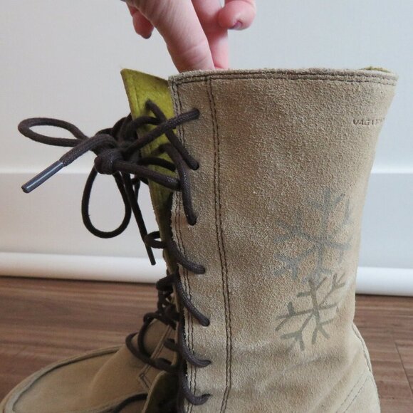VAGABOND Cream Suede Leather Lace Up Snowflake Moccasin Winter Boots Size US 6.5 - Picture 8 of 16